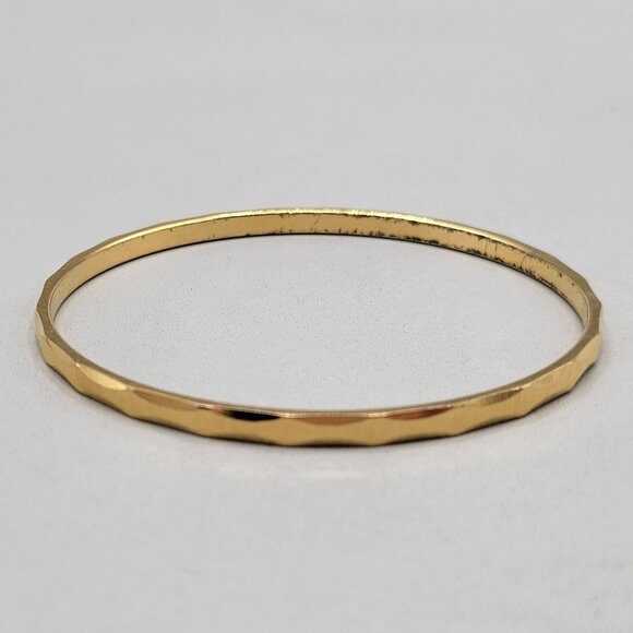 Vintage Monet Gold Tone Bangle Bracelet Brushed Textured Scalloped Design - Picture 5 of 8